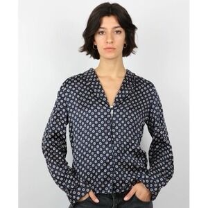 Frame silk long sleeve geometric pattern blouse size small